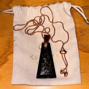 Kendra Scott Collins black granite and rose gold long necklace